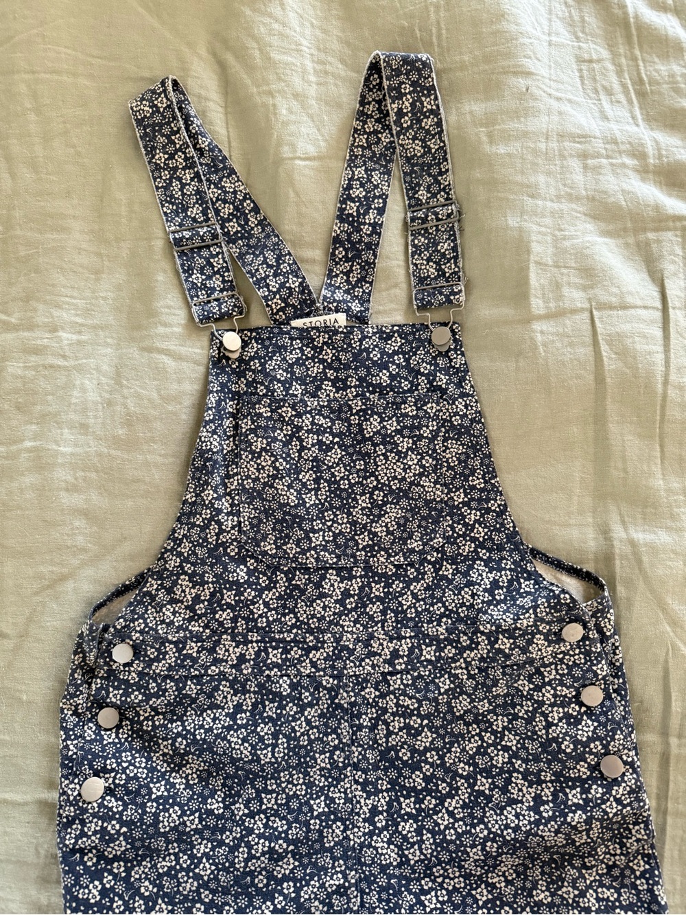 Storia Navy and White Floral One-Piece Overall with Adjustable Straps